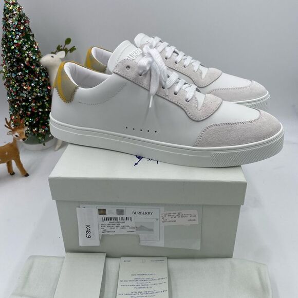 Men’s Burberry leather check trainer sneakers size size 44.5 made in Italy - Picture 2 of 6